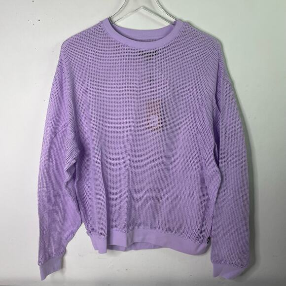Stussy Cotton Mesh Long Sleeve Crewneck Shirt Sweater Lavender, Size Medium NWT!